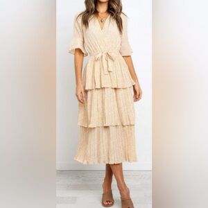 Petal & Pup Beige Tiered Maxi Skirt